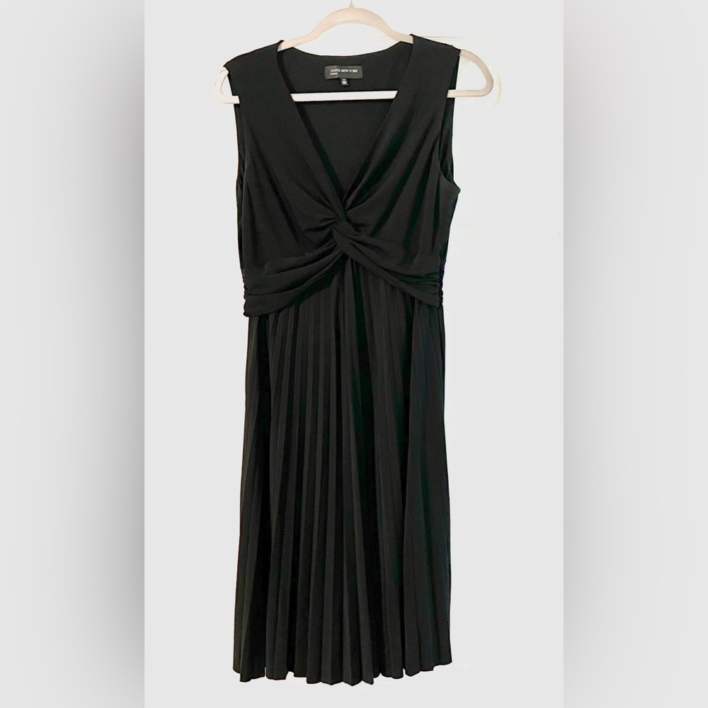 Jones New York Black Twist Front Midi Sleeveless Dress Women’s Size 14